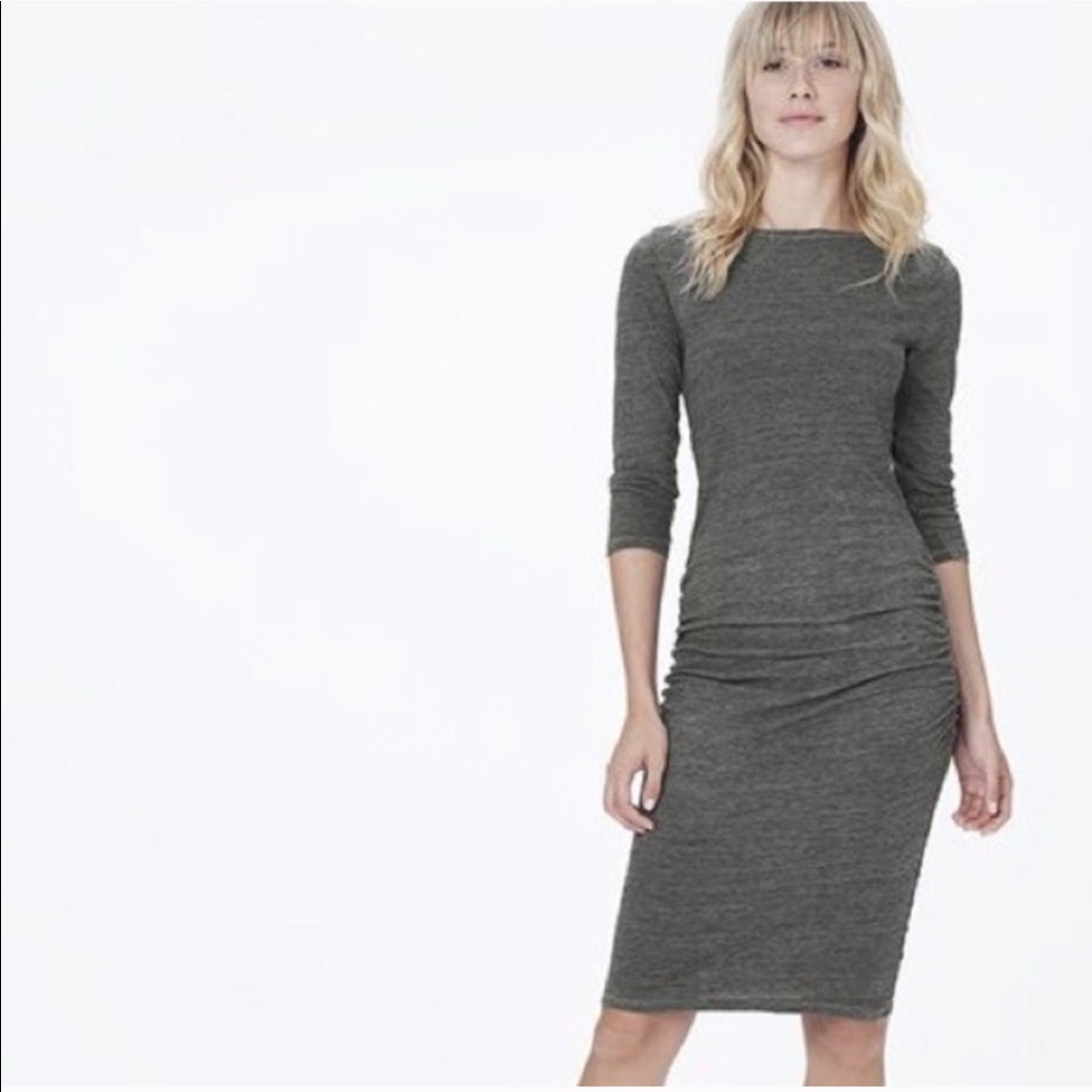 James Perse Melange Jersey Ruched Dress Size 3 - Picture 1 of 7